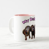 2 Couleurs Tasse de trois chiens de teckel (Devant gauche)
