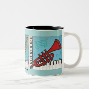 2 Couleurs tasse de trompette et de musical de piano