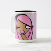 2 Couleurs Tasse "de vendredi rose", noire (Devant gauche)