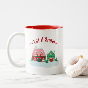 2 Couleurs Tasse de village de Noël sous la neige