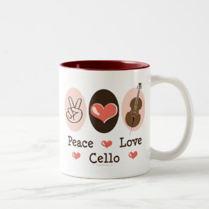 2 Couleurs Tasse de violoncelle d'amour de paix