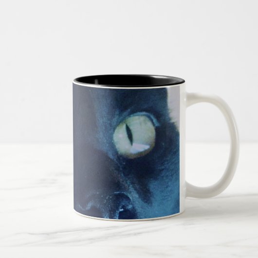 2 Couleurs Tasse de visage de chat noir (Droit)