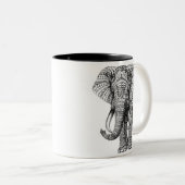 2 Couleurs Tasse d'éléphant de mandala (Devant droit)