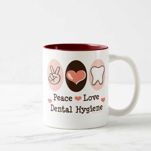 2 Couleurs Tasse dentaire d'hygiène d'amour de paix (Droit)