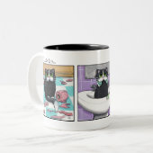 2 Couleurs Tasse des singeries #1 de salle de bains (Devant gauche)