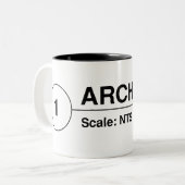 2 Couleurs Tasse d'étiquette de dessin d'architecte (Devant gauche)