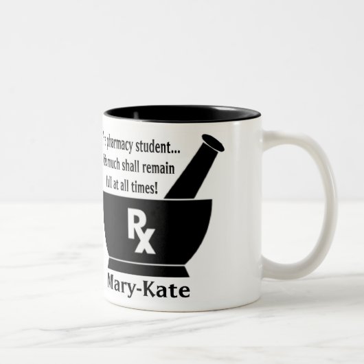 2 Couleurs Tasse d'étudiant de pharmacie - personnalisée (Droit)