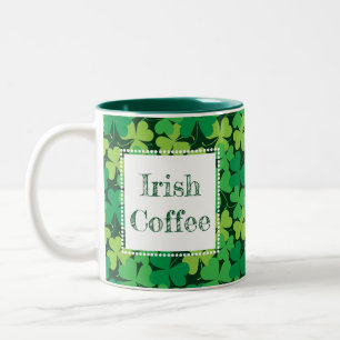 2 Couleurs Tasse d'impression de shamrock de café irlandais