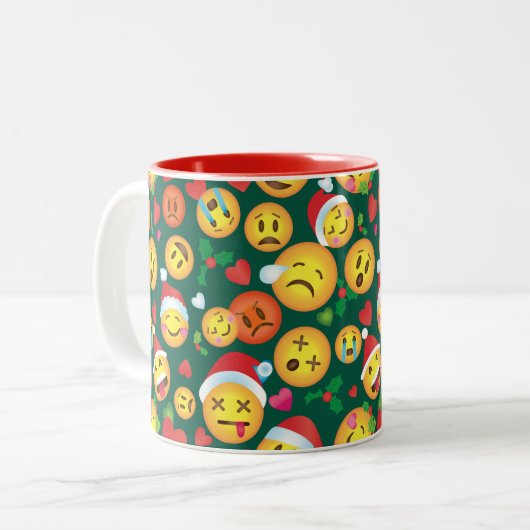 2 Couleurs Tasse d'impression d'Emoji de Noël (Devant gauche)