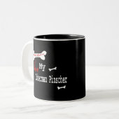 2 Couleurs Tasse Doberman Pinscher (J'aime) (Devant gauche)