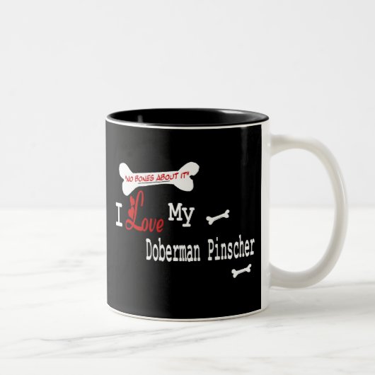 2 Couleurs Tasse Doberman Pinscher (J'aime) (Droit)