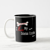 2 Couleurs Tasse Doberman Pinscher (J'aime) (Gauche)