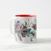 2 Couleurs Tasse d'oiseaux d'hiver (Devant gauche)