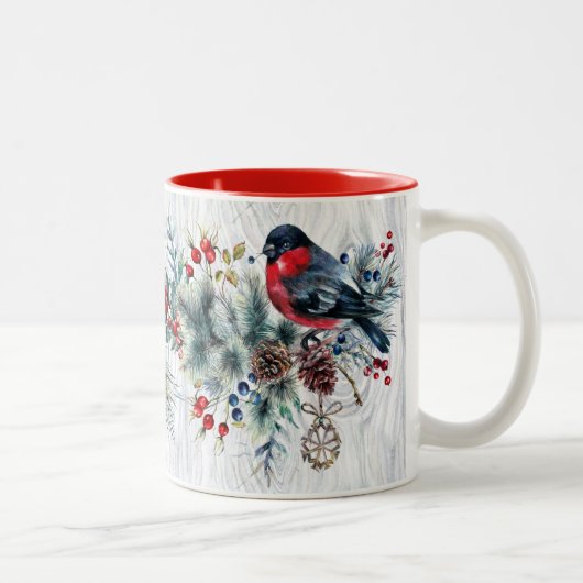 2 Couleurs Tasse d'oiseaux d'hiver (Droit)