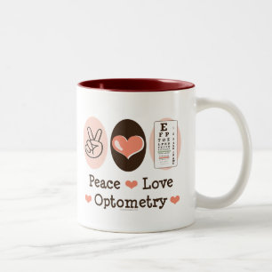 2 Couleurs Tasse d'optométrie d'amour de paix