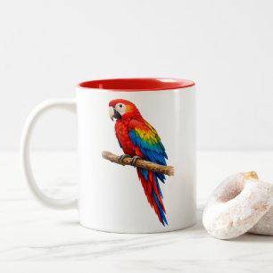 2 Couleurs Tasse Double Face Macaw Écarlate Aquarelle Vibrant