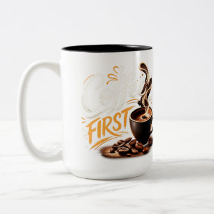 2 Couleurs Tasse drôle de café en premier pour amateur de caf