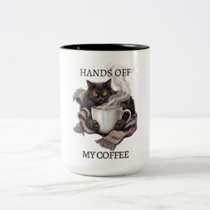 2 Couleurs Tasse Drôle de Chat Fatigué 'Pas Les Mains Sur Mon