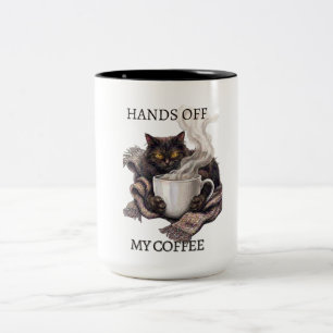 2 Couleurs Tasse Drôle de Chat Fatigué 'Pas Les Mains Sur Mon