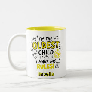 2 Couleurs Tasse drôle personnalisée pour l'aîné des enfants
