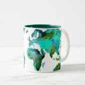 2 Couleurs Tasse du monde d'aquarelle (Devant droit)