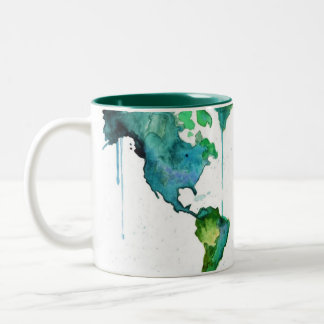 2 Couleurs Tasse du monde d'aquarelle