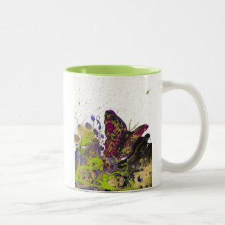 2 Couleurs Tasse éclaboussée 11oz (blanc/chaux) de papillon