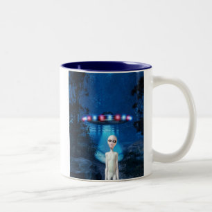 2 Couleurs Tasse éffrayante de rencontre de fin d'UFO de