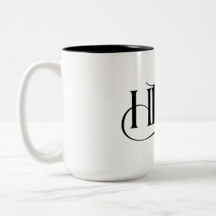 2 Couleurs Tasse élégante au monogramme HR et chat fantaisist