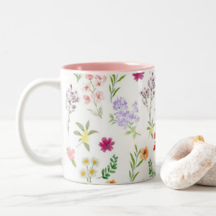 2 Couleurs Tasse en céramique botanique à fleurs roses sauvag