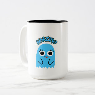 2 Couleurs Tasse en céramique "ÉPATANT" Fantôme Bleu Mignon