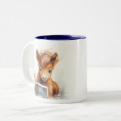 2 Couleurs Tasse en céramique Poulain lisant (Devant gauche)