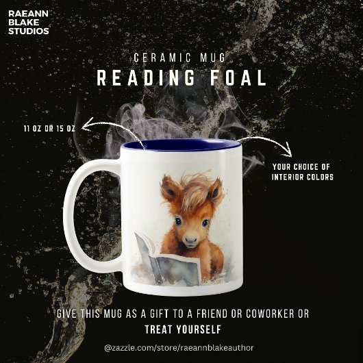2 Couleurs Tasse en céramique Poulain lisant
