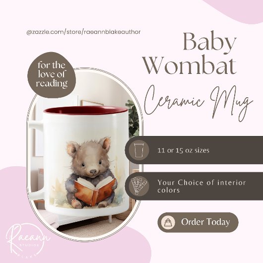 2 Couleurs Tasse en céramique pour lecteur bébé wombat