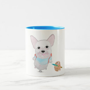 2 Couleurs Tasse Enfants bouledogue français avec hamster,