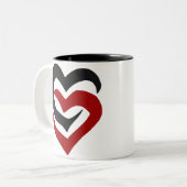 2 Couleurs Tasse enlacée de coeurs (Devant gauche)
