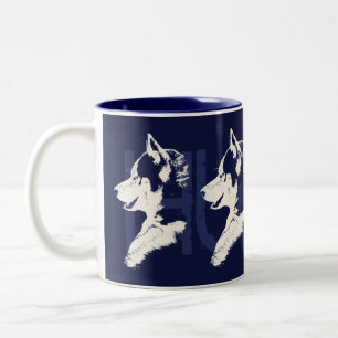 2 Couleurs Tasse enrouée de chien de traîneau sibérien de