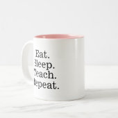 2 Couleurs Tasse enseignant manger dormir lire répéter café (Devant gauche)