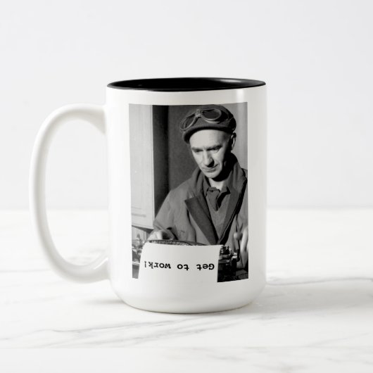 2 Couleurs Tasse Ernie Pyle Au travail ! (Gauche)