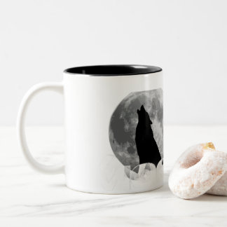 2 Couleurs Tasse esthétique Y2K Loup hurlant à la pleine lune