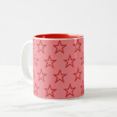 2 Couleurs Tasse - Étoiles rouges sur rose (Devant gauche)