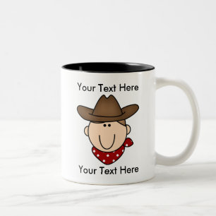 2 Couleurs Tasse faite sur commande de brun de cowboy -