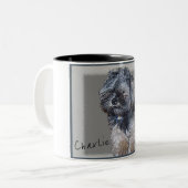 2 Couleurs Tasse faite sur commande de portrait d'animal (Devant gauche)