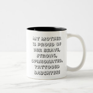 2 Couleurs Tasse fière d'art de mot de fille de tatoo de