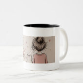 2 Couleurs Tasse Fille Mignonne et Chat (Devant droit)