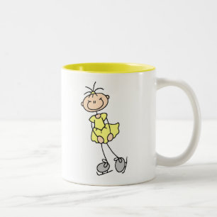2 Couleurs Tasse Fille Patineuse sur Glace Jaune