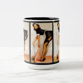 2 Couleurs Tasse Fille Pin-up Vintage (Centre)