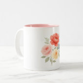 2 Couleurs Tasse - Fleurs à l'aquarelle (Devant gauche)