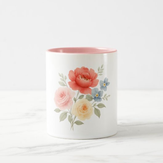 2 Couleurs Tasse - Fleurs à l'aquarelle (Centre)