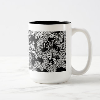 2 Couleurs Tasse florale abstraite en noir et blanc